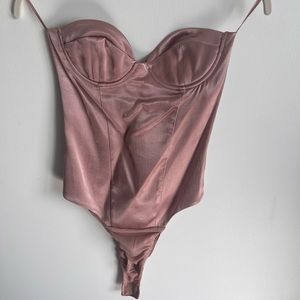 Zara satin effect bustier in dusty pink XS